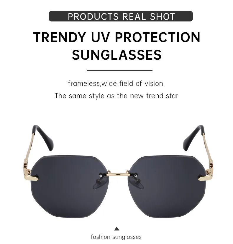 Square Casual Vacation Solid Color Pc Frameless Women's Sunglasses display picture 4