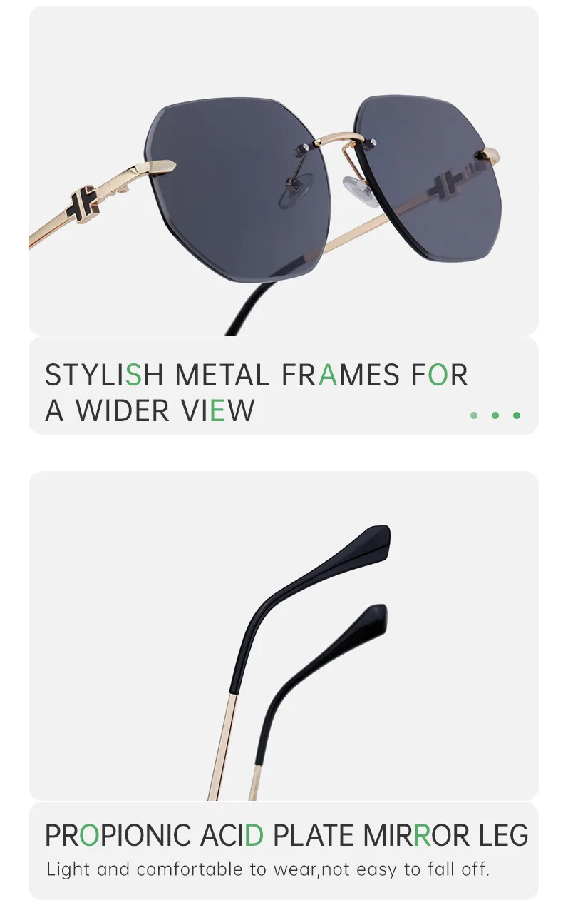 Square Casual Vacation Solid Color Pc Frameless Women's Sunglasses display picture 5