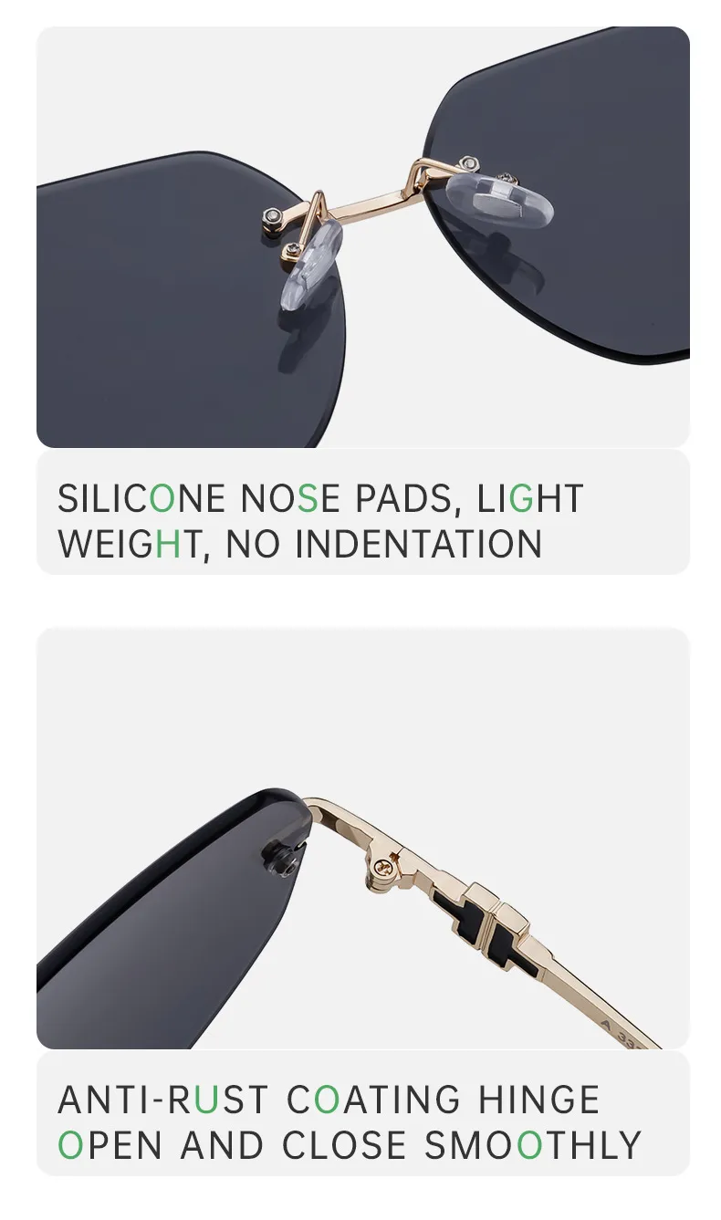 Square Casual Vacation Solid Color Pc Frameless Women's Sunglasses display picture 6