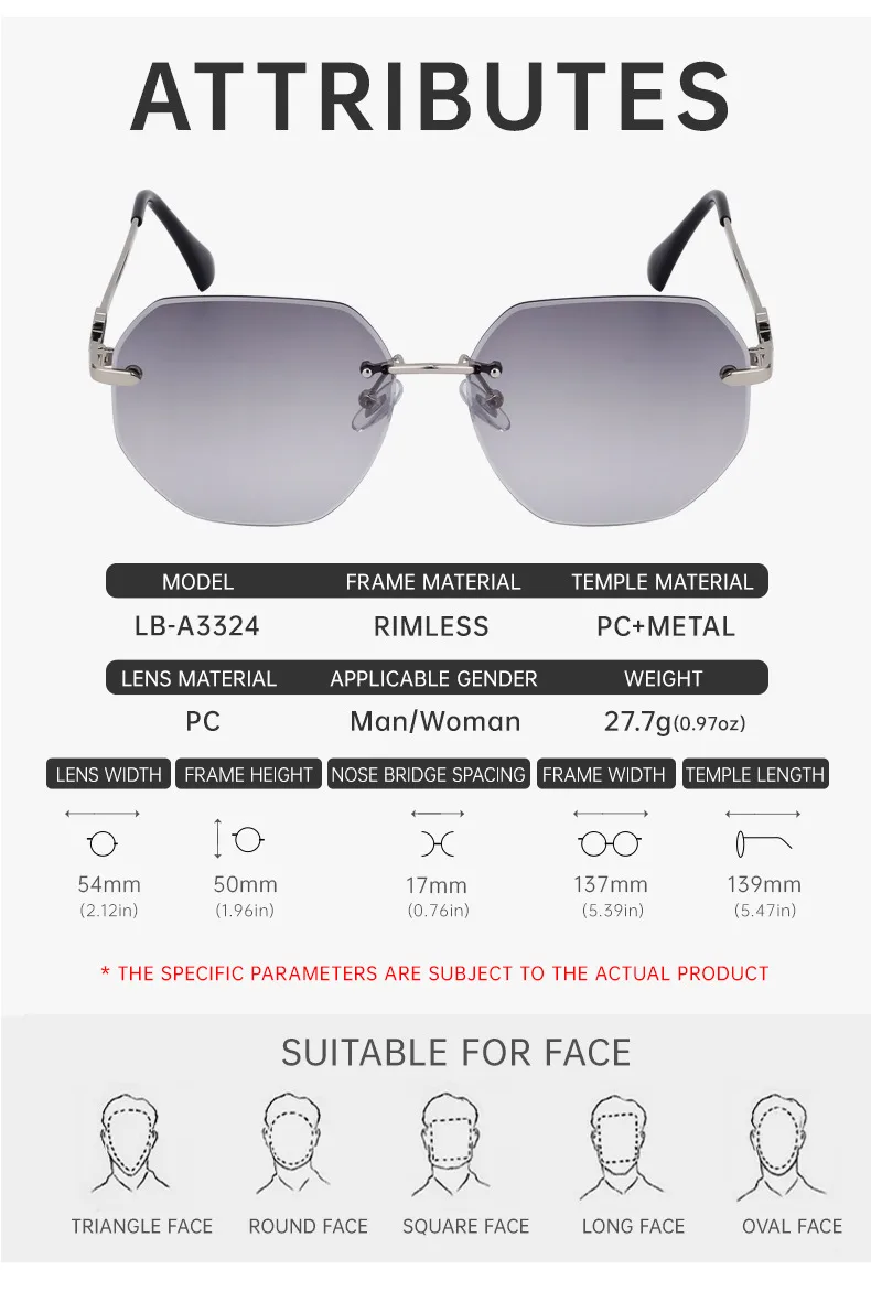 Square Casual Vacation Solid Color Pc Frameless Women's Sunglasses display picture 8