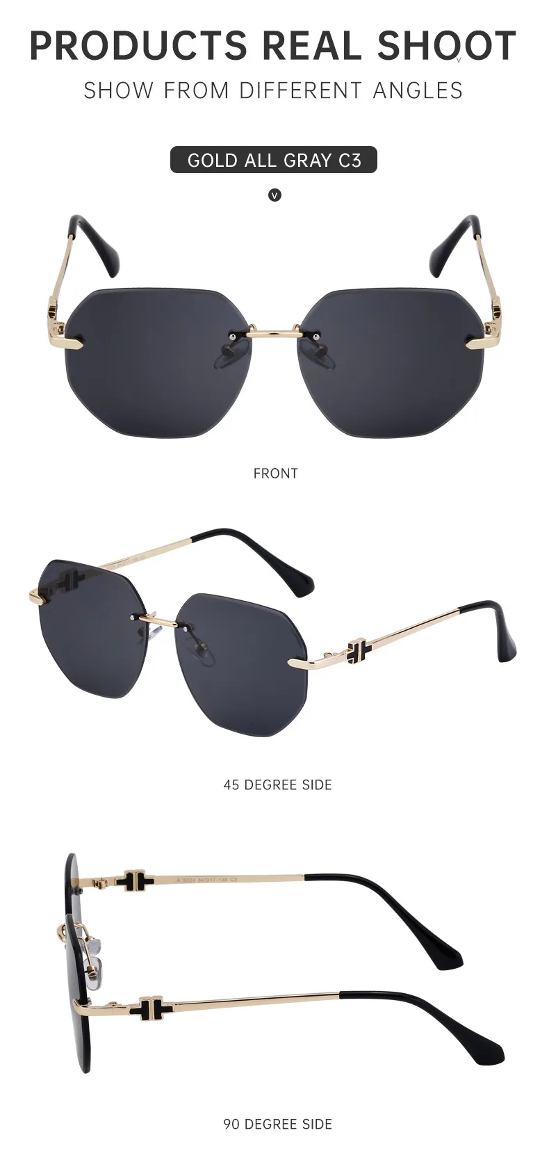 Square Casual Vacation Solid Color Pc Frameless Women's Sunglasses display picture 9