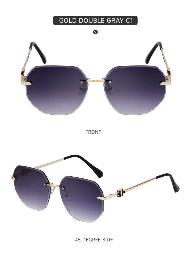 Square Casual Vacation Solid Color Pc Frameless Women's Sunglasses display picture 10