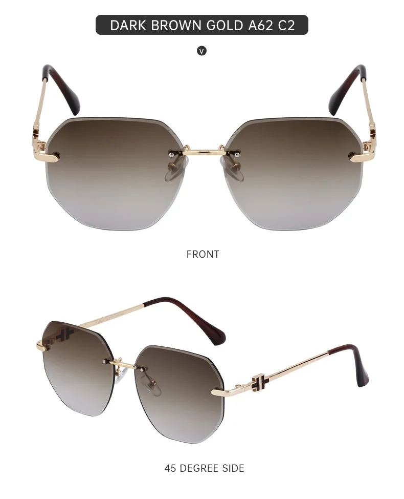 Square Casual Vacation Solid Color Pc Frameless Women's Sunglasses display picture 11