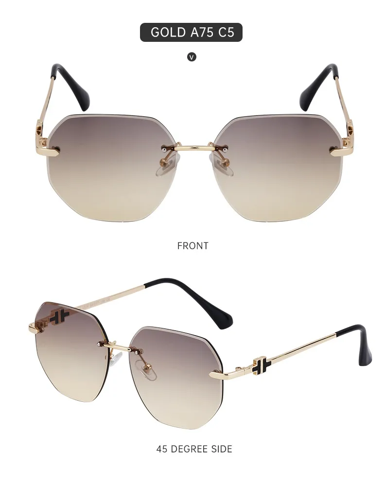 Square Casual Vacation Solid Color Pc Frameless Women's Sunglasses display picture 13