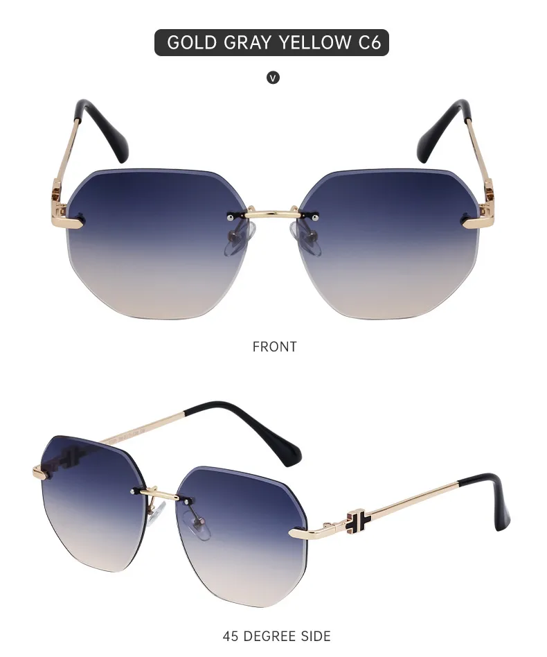 Square Casual Vacation Solid Color Pc Frameless Women's Sunglasses display picture 14