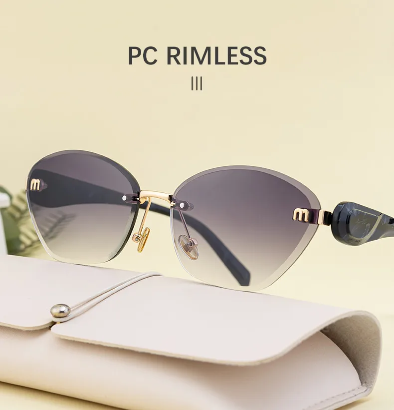 Retro Classic Style Geometric Pc Cat Eye Frameless Women's Sunglasses display picture 5