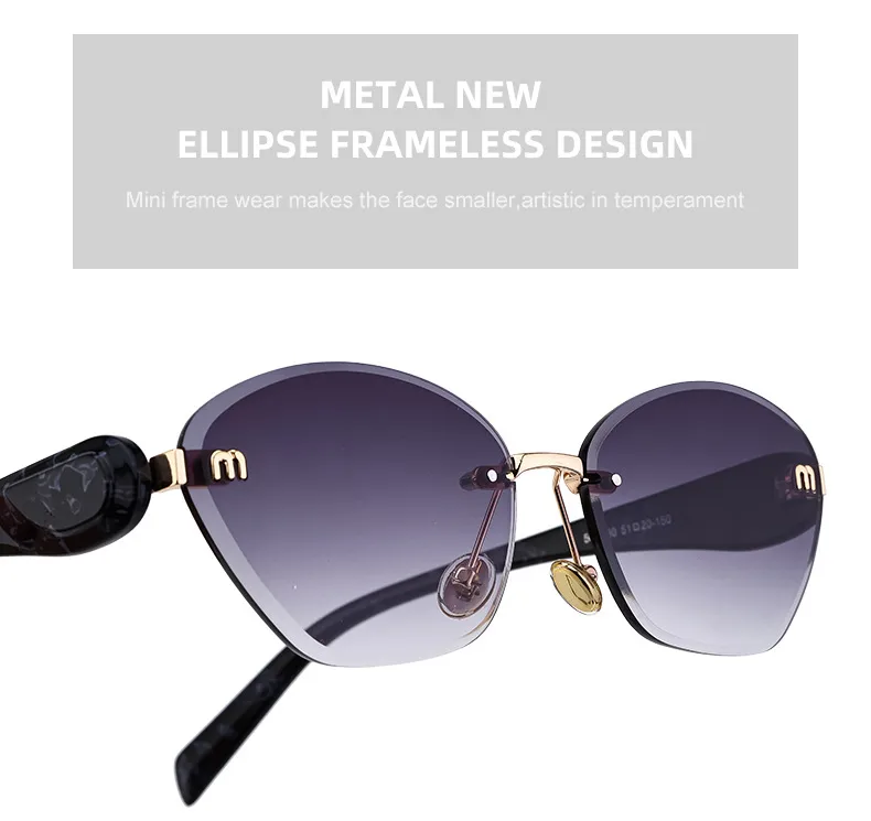 Retro Classic Style Geometric Pc Cat Eye Frameless Women's Sunglasses display picture 7