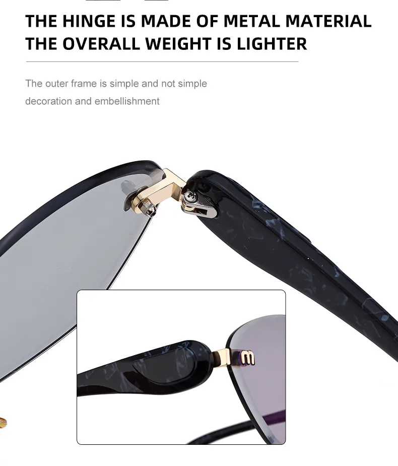 Retro Classic Style Geometric Pc Cat Eye Frameless Women's Sunglasses display picture 9