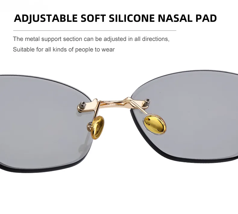 Gafas De Sol De Mujer Sin Marco De Ojo De Gato Con Pc Geométrico Estilo Clásico Retro display picture 10