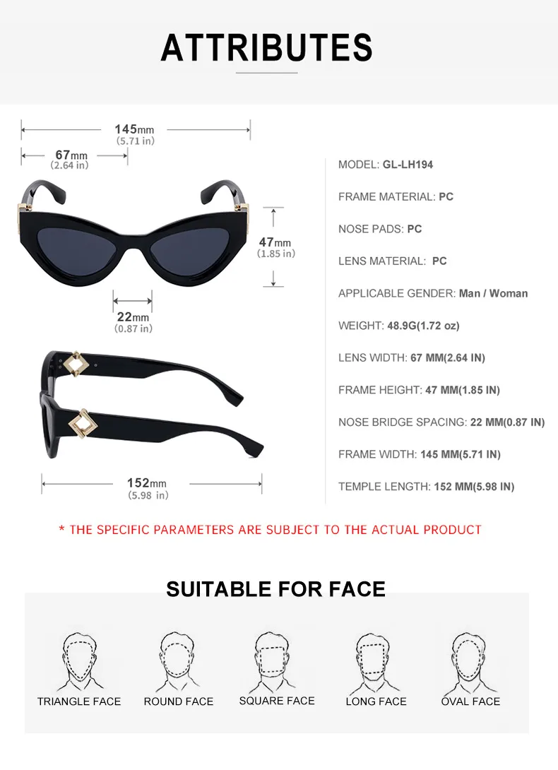 Cat Eye Streetwear Geometric Pc Full Frame Women's Sunglasses display picture 12