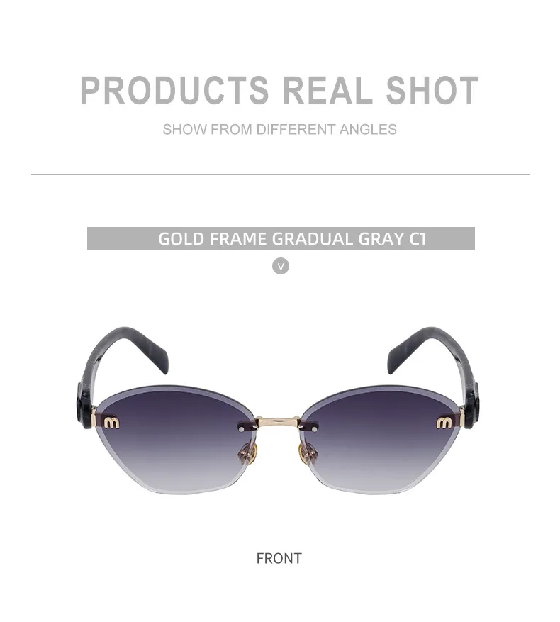 Retro Classic Style Geometric Pc Cat Eye Frameless Women's Sunglasses display picture 13