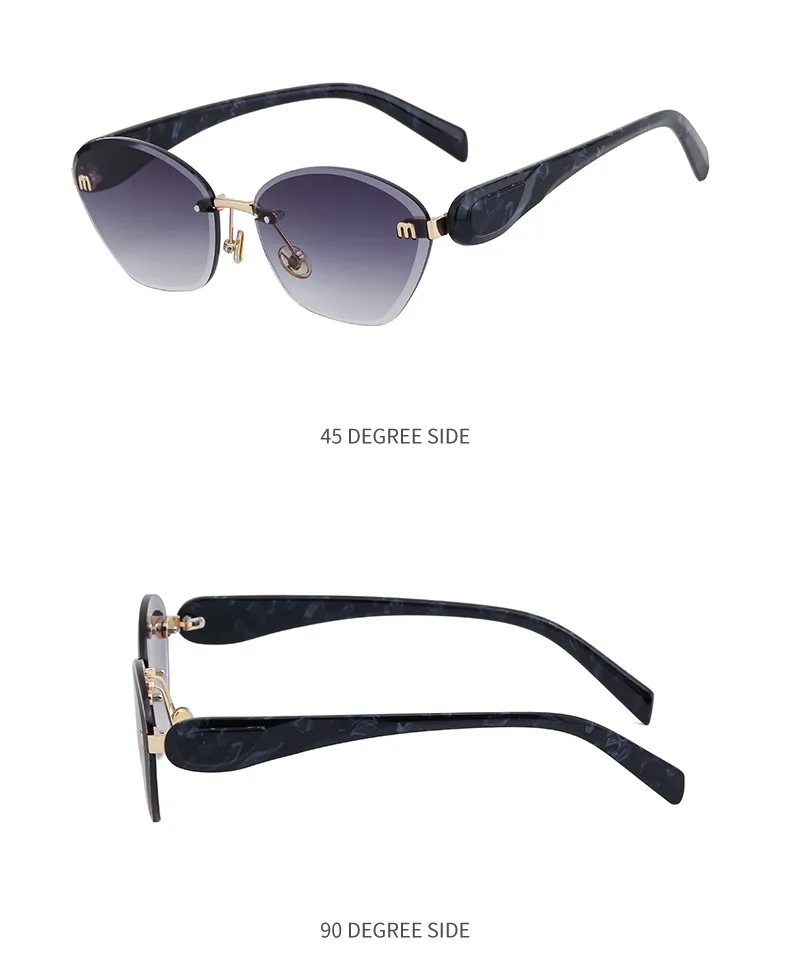 Gafas De Sol De Mujer Sin Marco De Ojo De Gato Con Pc Geométrico Estilo Clásico Retro display picture 14