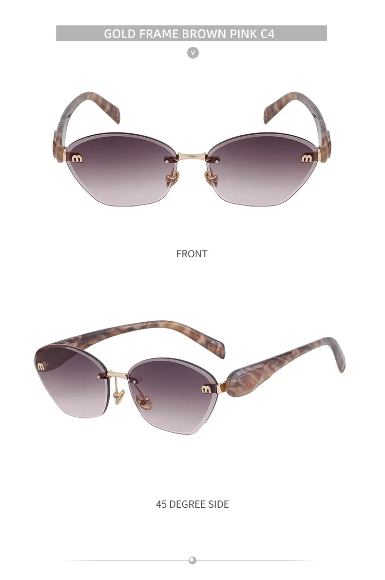 Retro Classic Style Geometric Pc Cat Eye Frameless Women's Sunglasses display picture 17