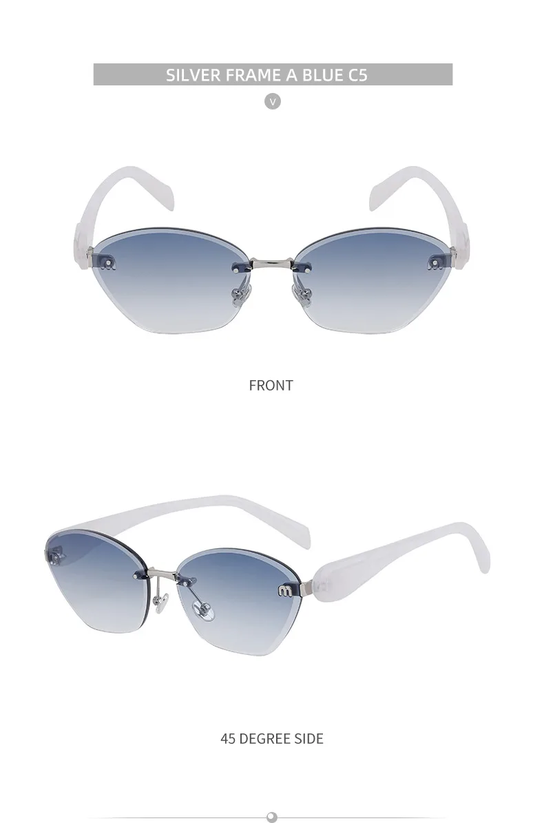 Retro Classic Style Geometric Pc Cat Eye Frameless Women's Sunglasses display picture 18