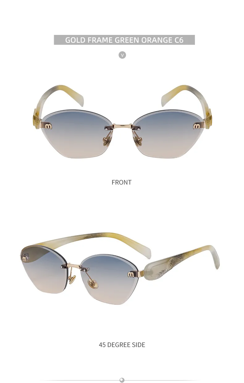 Lunettes De Soleil Sans Cadre Rétro Style Classique Géométrique Pc Cat Eye Femmes display picture 19