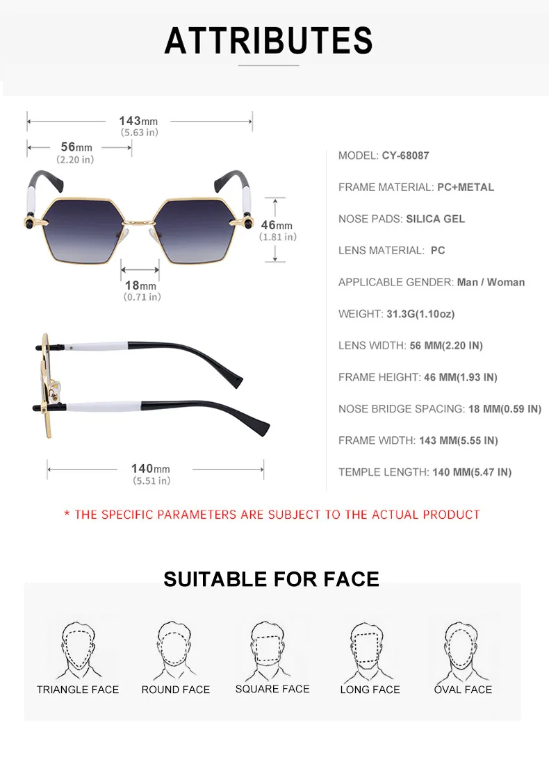 Polygon Modern Style Classic Style Geometric Pc Full Frame Men's Sunglasses display picture 13