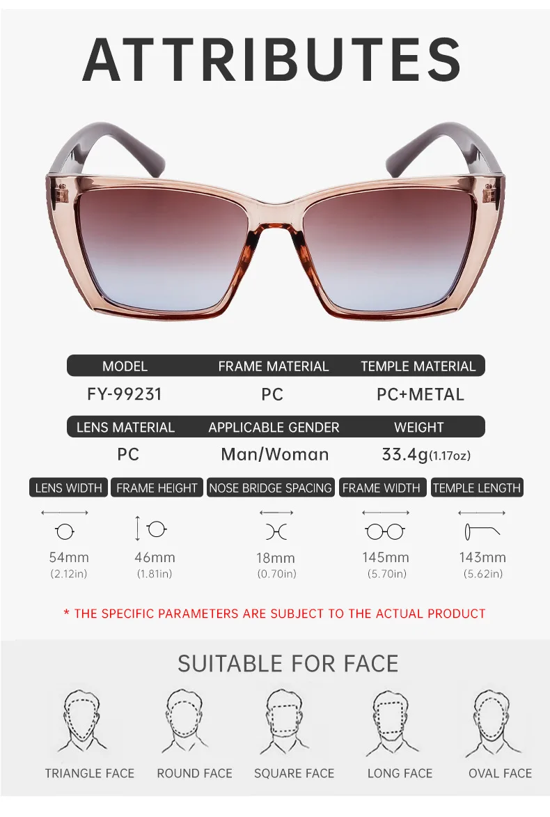Cuadrado Estilo Moderno Geométrico Ordenador Personal Fotograma Completo Gafas De Sol Mujer display picture 10