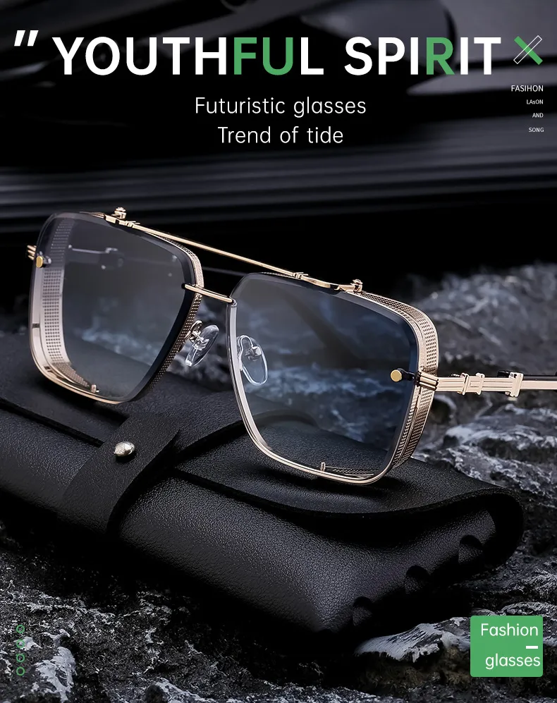 Cuadrado Retro Estilo Clásico Geométrico Ordenador Personal Fotograma Completo Gafas De Sol Hombre display picture 1