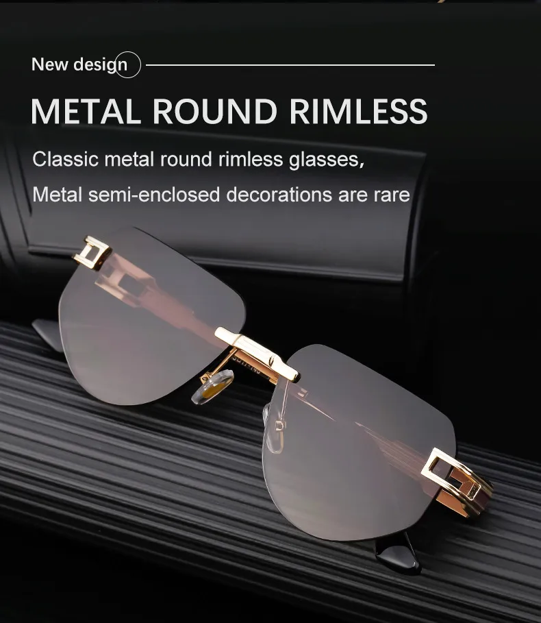 Square Retro Classic Style Geometric Pc Frameless Men's Sunglasses display picture 2