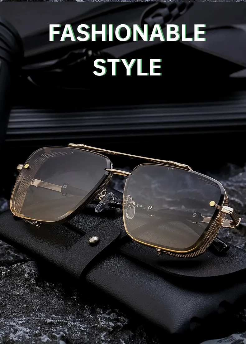 Cuadrado Retro Estilo Clásico Geométrico Ordenador Personal Fotograma Completo Gafas De Sol Hombre display picture 2