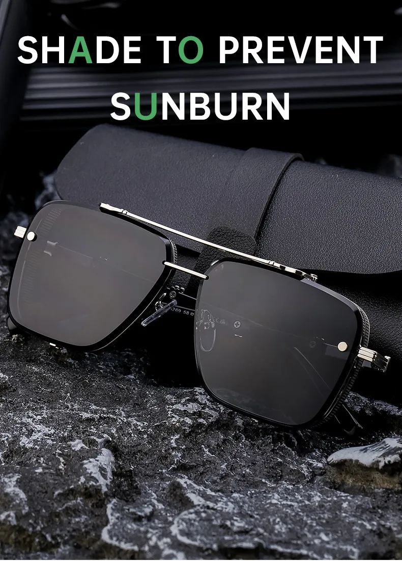 Square Retro Classic Style Geometric Pc Full Frame Men's Sunglasses display picture 3