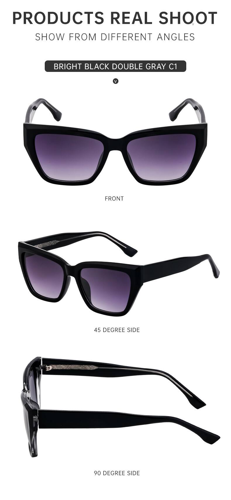 Oeil De Chat Style Vintage Style Classique Couleur Unie Pc Plein Cadre Femmes De Lunettes De Soleil display picture 11