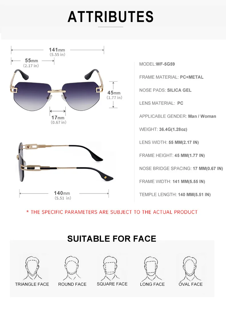 Square Retro Classic Style Geometric Pc Frameless Men's Sunglasses display picture 6