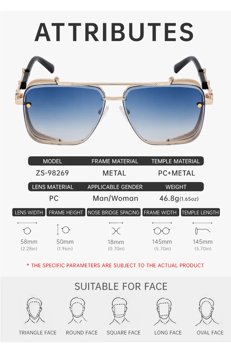 Carré Rétro Style Classique Géométrique Pc Plein Cadre Hommes De Lunettes De Soleil display picture 4