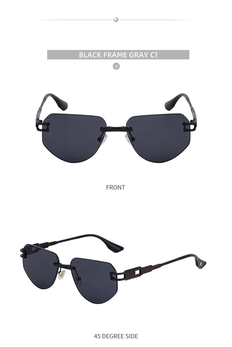 Square Retro Classic Style Geometric Pc Frameless Men's Sunglasses display picture 9