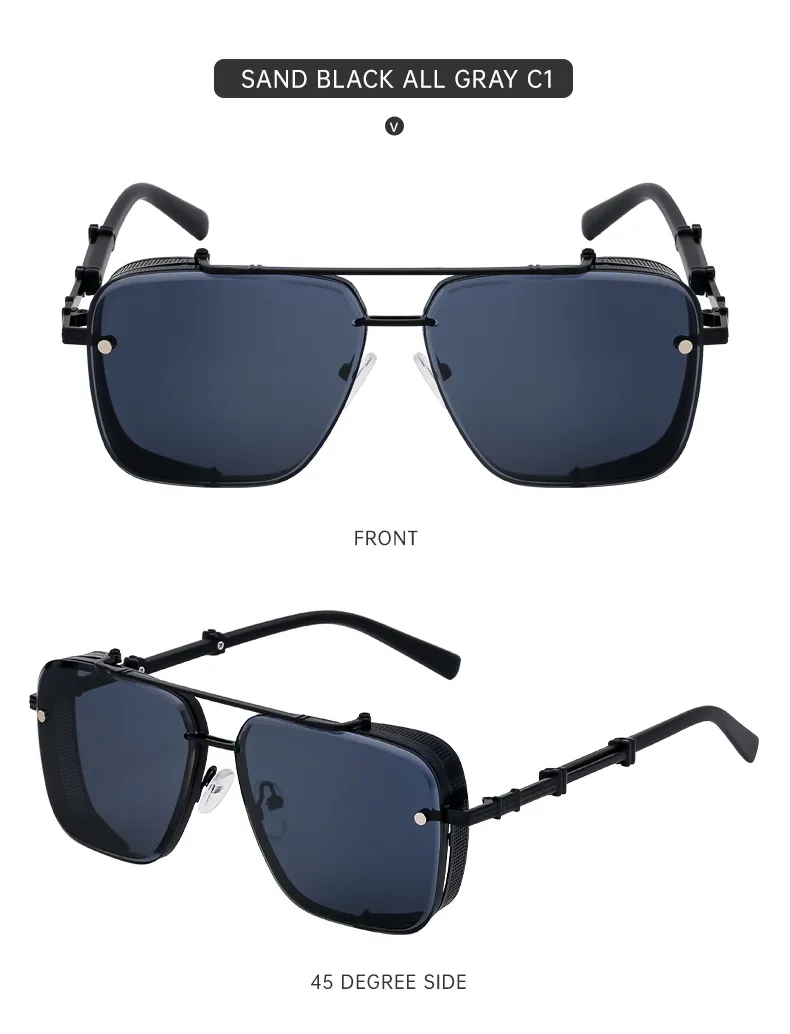 Square Retro Classic Style Geometric Pc Full Frame Men's Sunglasses display picture 5