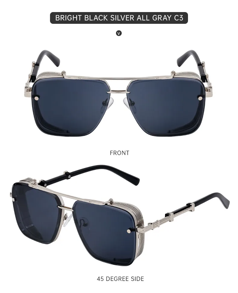 Cuadrado Retro Estilo Clásico Geométrico Ordenador Personal Fotograma Completo Gafas De Sol Hombre display picture 6