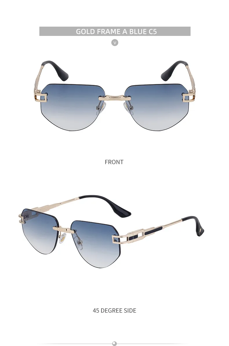 Square Retro Classic Style Geometric Pc Frameless Men's Sunglasses display picture 12