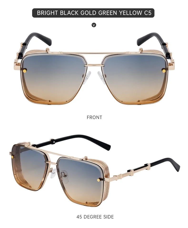 Carré Rétro Style Classique Géométrique Pc Plein Cadre Hommes De Lunettes De Soleil display picture 8