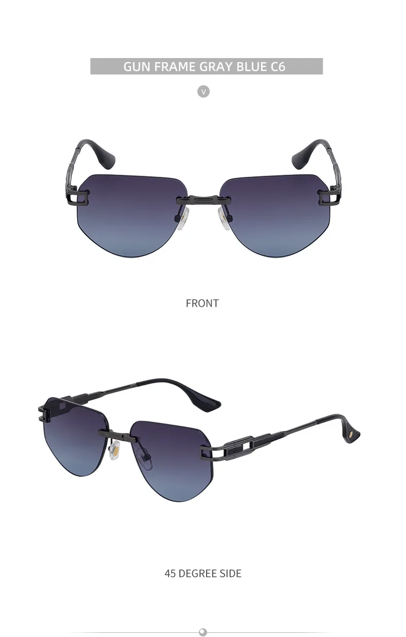 Square Retro Classic Style Geometric Pc Frameless Men's Sunglasses display picture 13