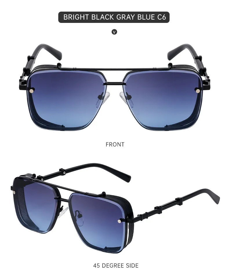 Square Retro Classic Style Geometric Pc Full Frame Men's Sunglasses display picture 9