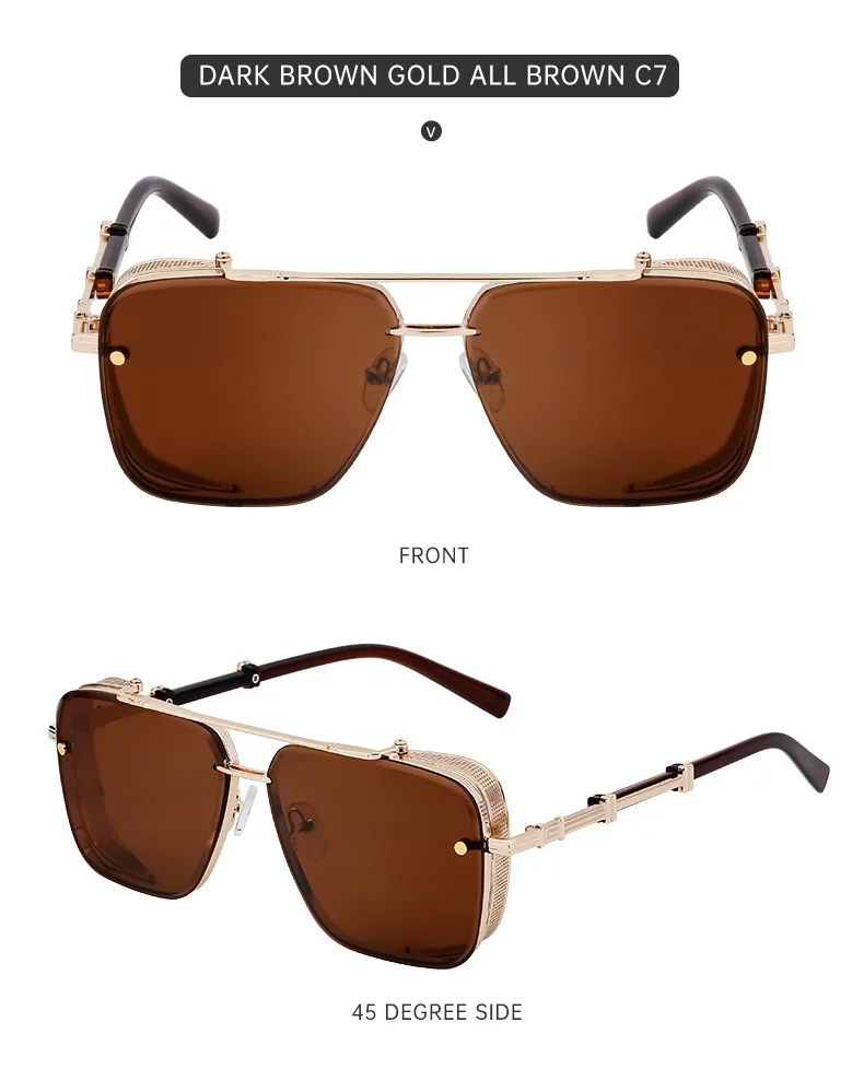 Carré Rétro Style Classique Géométrique Pc Plein Cadre Hommes De Lunettes De Soleil display picture 10