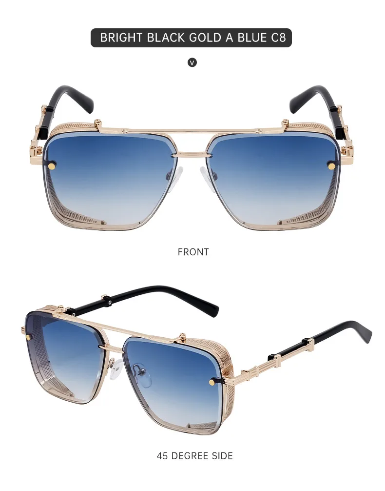 Carré Rétro Style Classique Géométrique Pc Plein Cadre Hommes De Lunettes De Soleil display picture 11