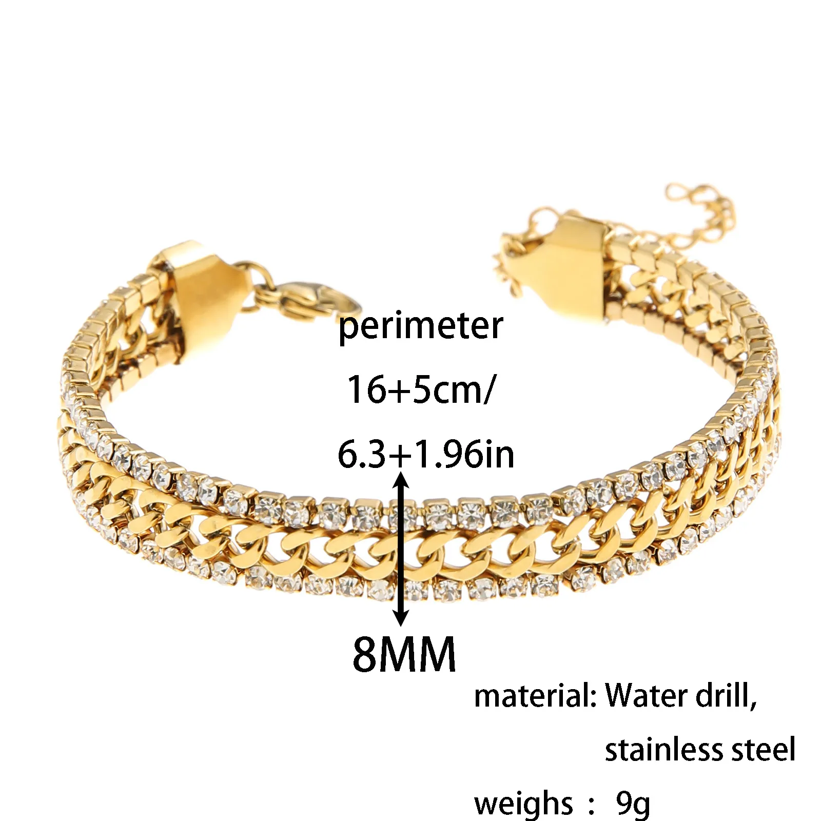 Color Sólido Elegante Chapados En Oro De 18K Acero Inoxidable 304 Pulsera De Tenis Al Mayoreo display picture 1