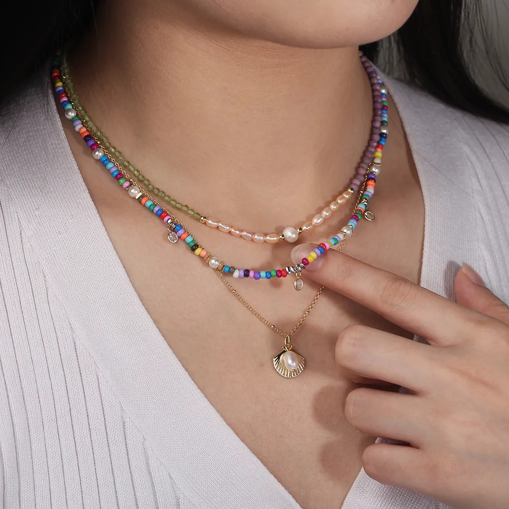 Vacation Classic Style Round Pearl Mother Pearl Shellfish Plating Women's Cord In Chain Bracelets Necklace display picture 12
