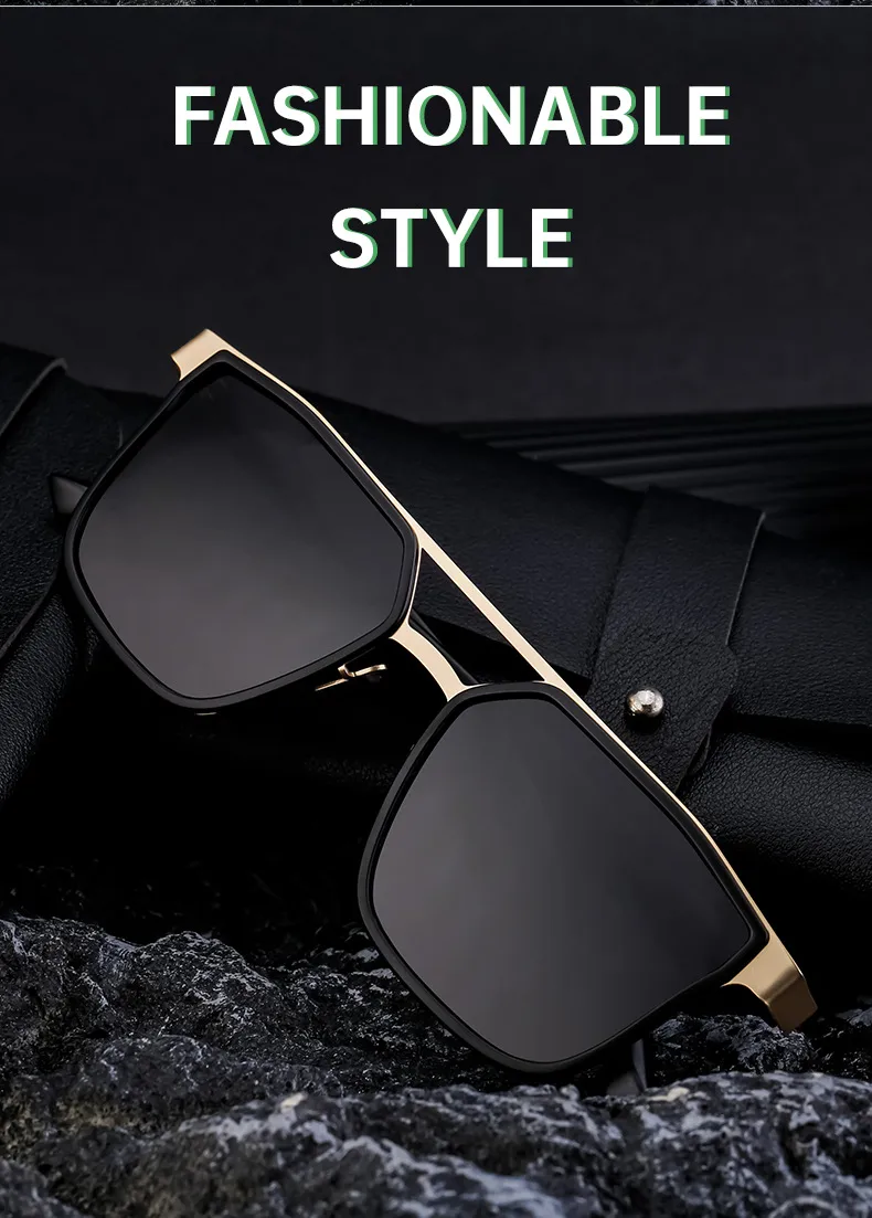 Square Streetwear Color Block Tac Full Frame Men's Sunglasses display picture 2