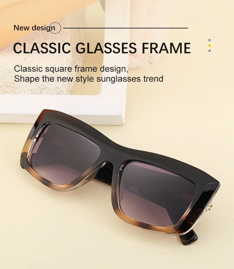 Carré Vêtement De Rue Dégradé De Couleur Pc Plein Cadre Femmes De Lunettes De Soleil display picture 5