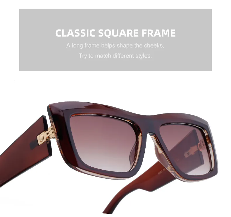 Carré Vêtement De Rue Dégradé De Couleur Pc Plein Cadre Femmes De Lunettes De Soleil display picture 10