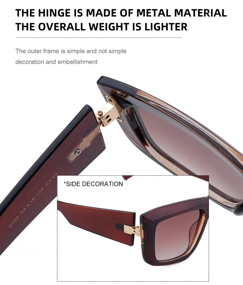 Cuadrado Ropa De Calle Degradado De Color Ordenador Personal Fotograma Completo Gafas De Sol Mujer display picture 12