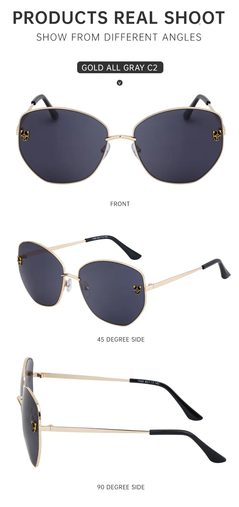 Carré Vêtement De Rue Géométrique Pc Plein Cadre Hommes De Lunettes De Soleil display picture 17