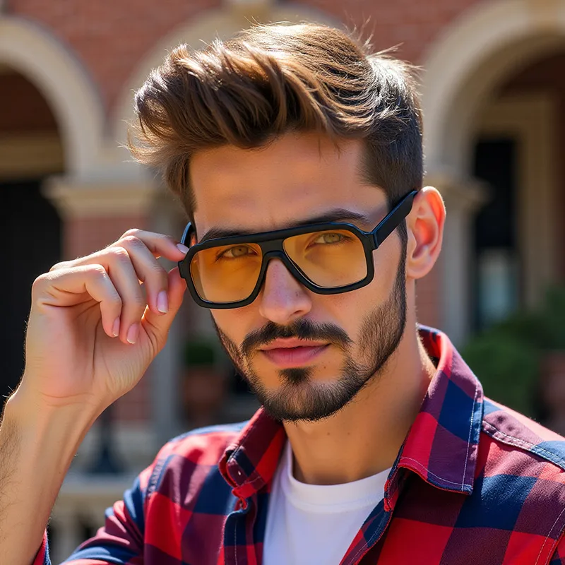 Carré Vacances Style Simple Couleur Unie Pc Plein Cadre Hommes De Lunettes De Soleil display picture 2