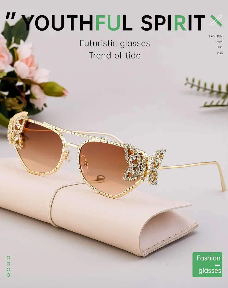 Carré Vacances Style Moderne Papillon Pc Plein Cadre Femmes De Lunettes De Soleil display picture 3