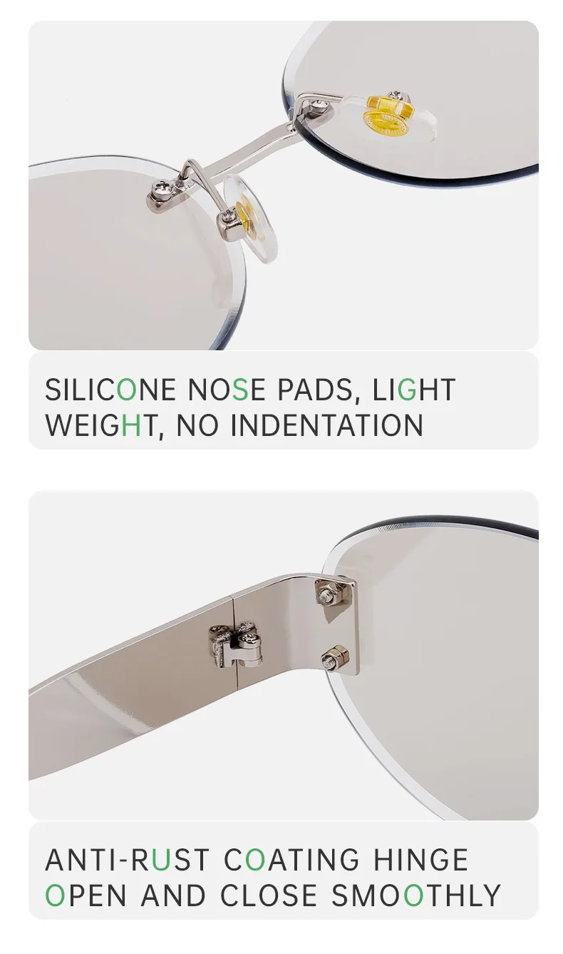 Oval Frame Vacation Modern Style Geometric Oval Pc Frameless Women's Sunglasses display picture 8