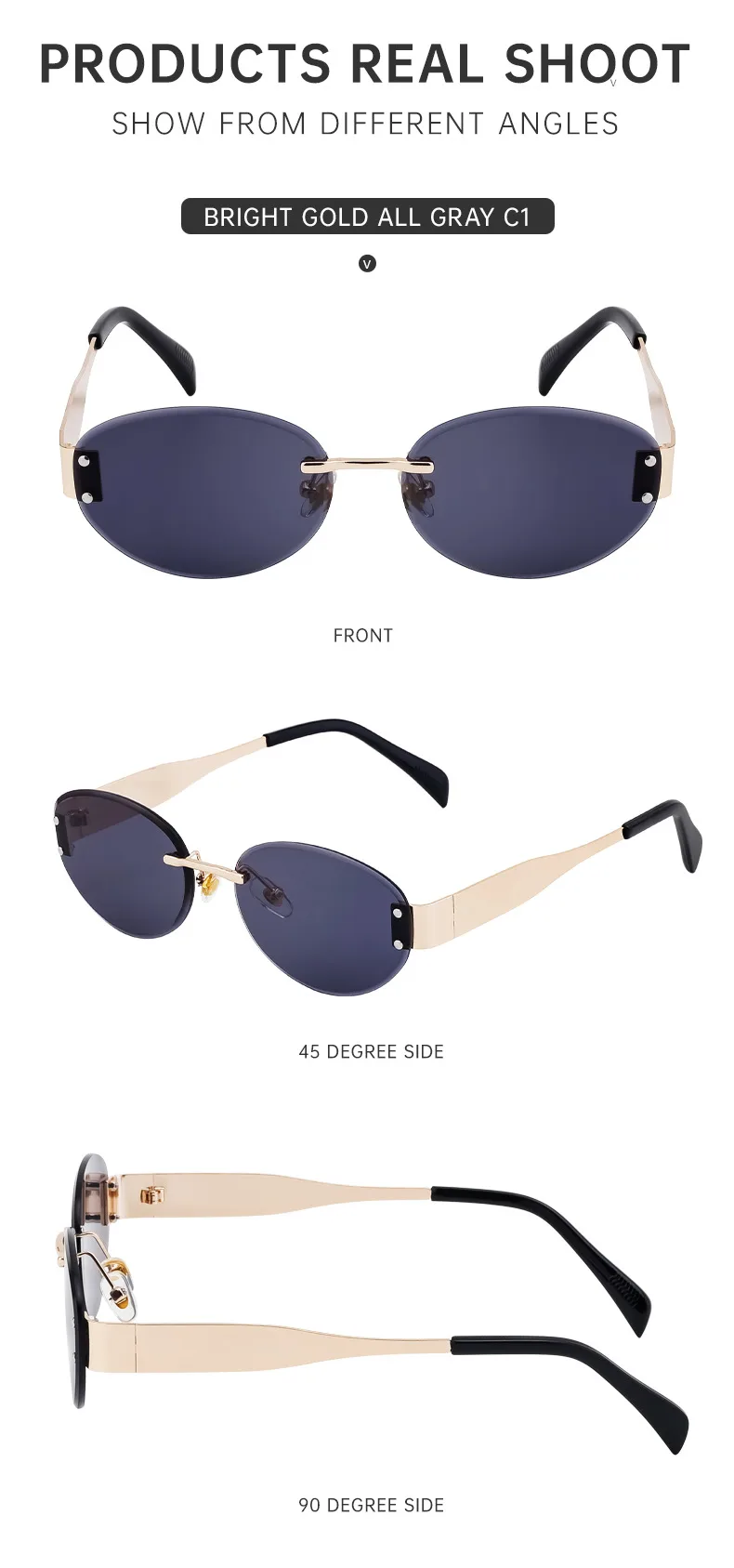 Marco Ovalado Vacaciones Estilo Moderno Geométrico Oval Ordenador Personal Sin Marco Gafas De Sol Mujer display picture 11