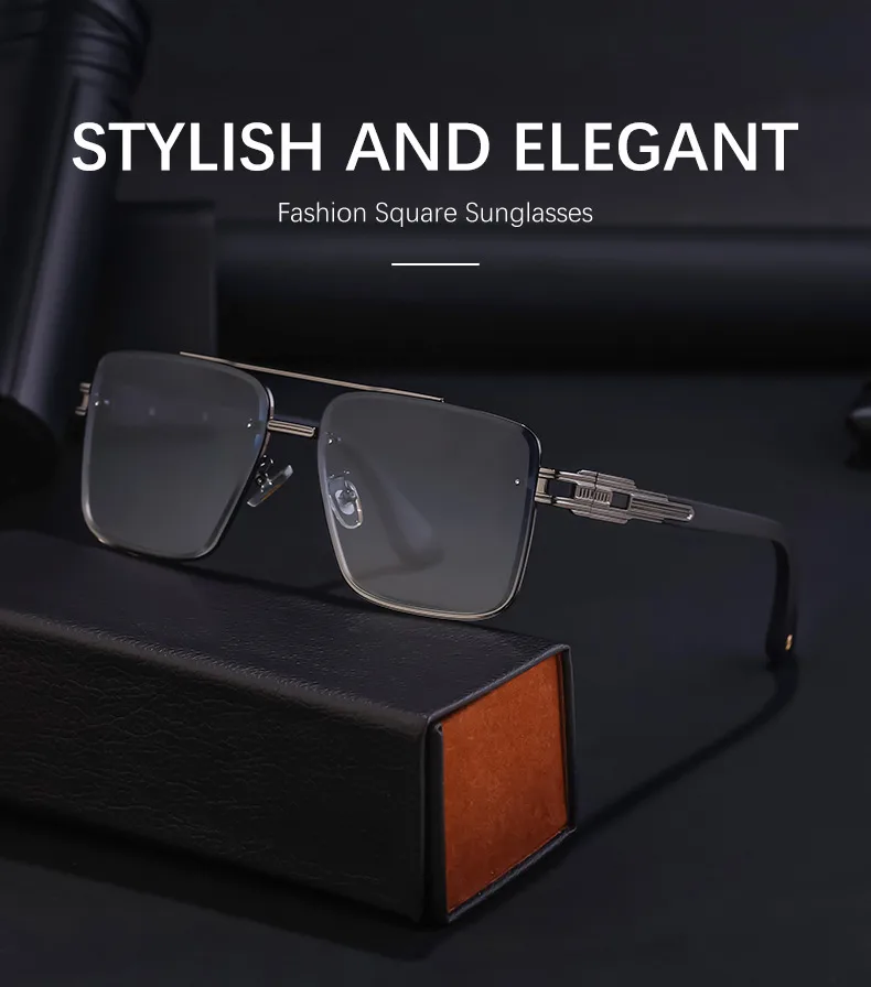 Square Modern Style Geometric Pc Full Frame Men's Sunglasses display picture 1