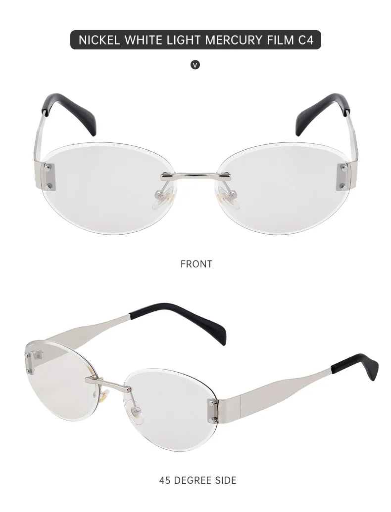 Oval Frame Vacation Modern Style Geometric Oval Pc Frameless Women's Sunglasses display picture 14